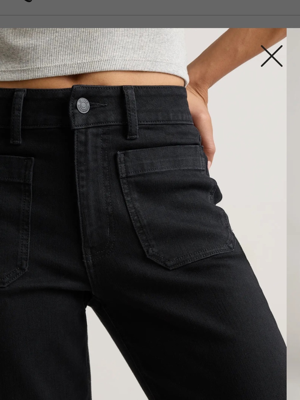 Quince Bella Stretch Patch Pocket Wide Leg Jeans - Picture 6 of 9